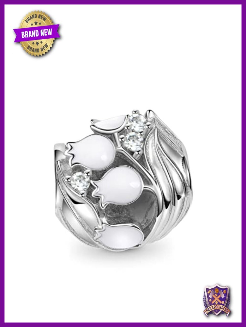 925 Sterling Silver Lily of the Valley Charm Bead